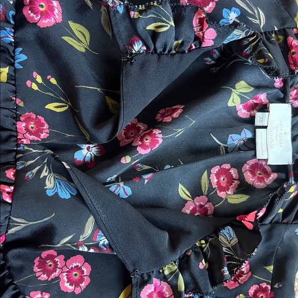 NWT Kate Spade Black Blouse with Pink Floral Design - Picture 5 of 8